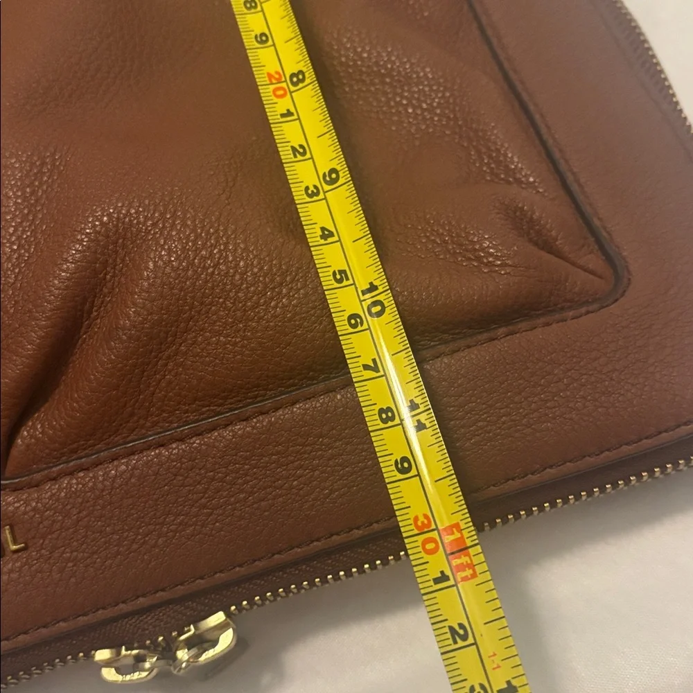 VTG Fossil Piper brown large crossbody shoulder bag pebbled leather zip bottom - Picture 7 of 16